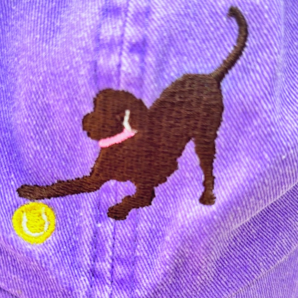 JUS LABS Purple Baseball Cap Black Labrador Dog Tennis Ball Embroidered Hat - Picture 4 of 6
